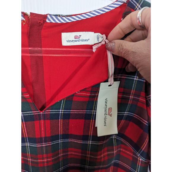 Vineyard Vines Plaid Greenwich Sheath Dress Flutter Sleeve Red Size 6 NWT - Picture 4 of 10